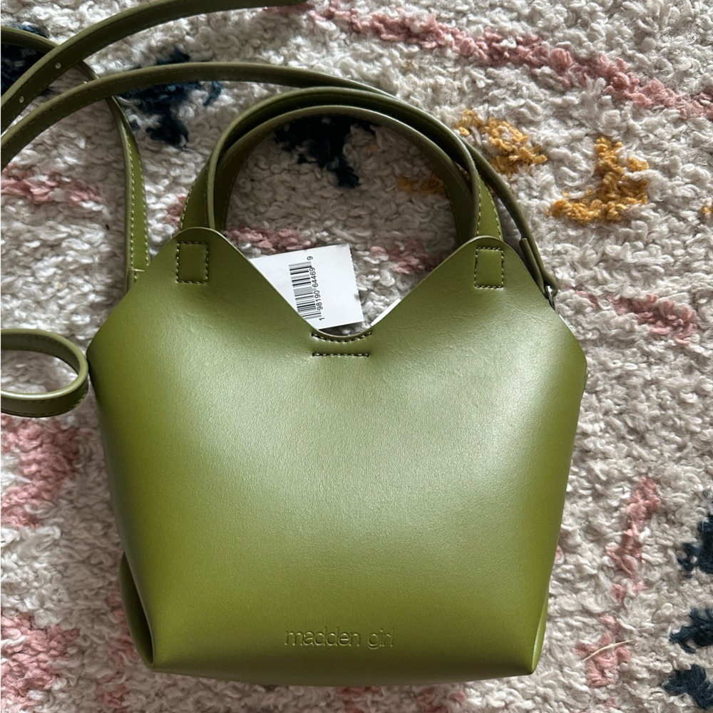 Madden Girl Olive Green Mini Shopper Crossbody Tote